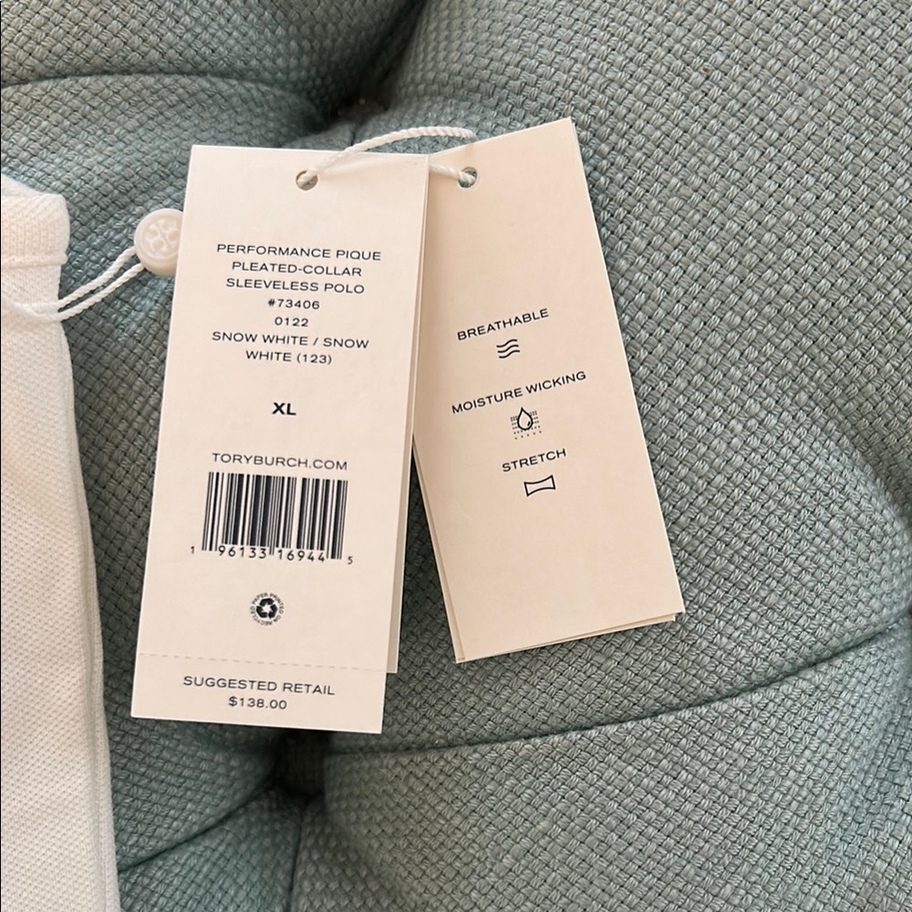 Tory Sport White Sleeveless Polo Top - Picture 3 of 4
